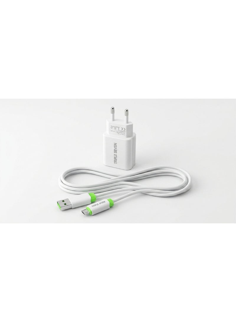 777 T7-220 Fast Charger – Micro-USB Cable Included – Safe & Fast Charging – White - Image 3
