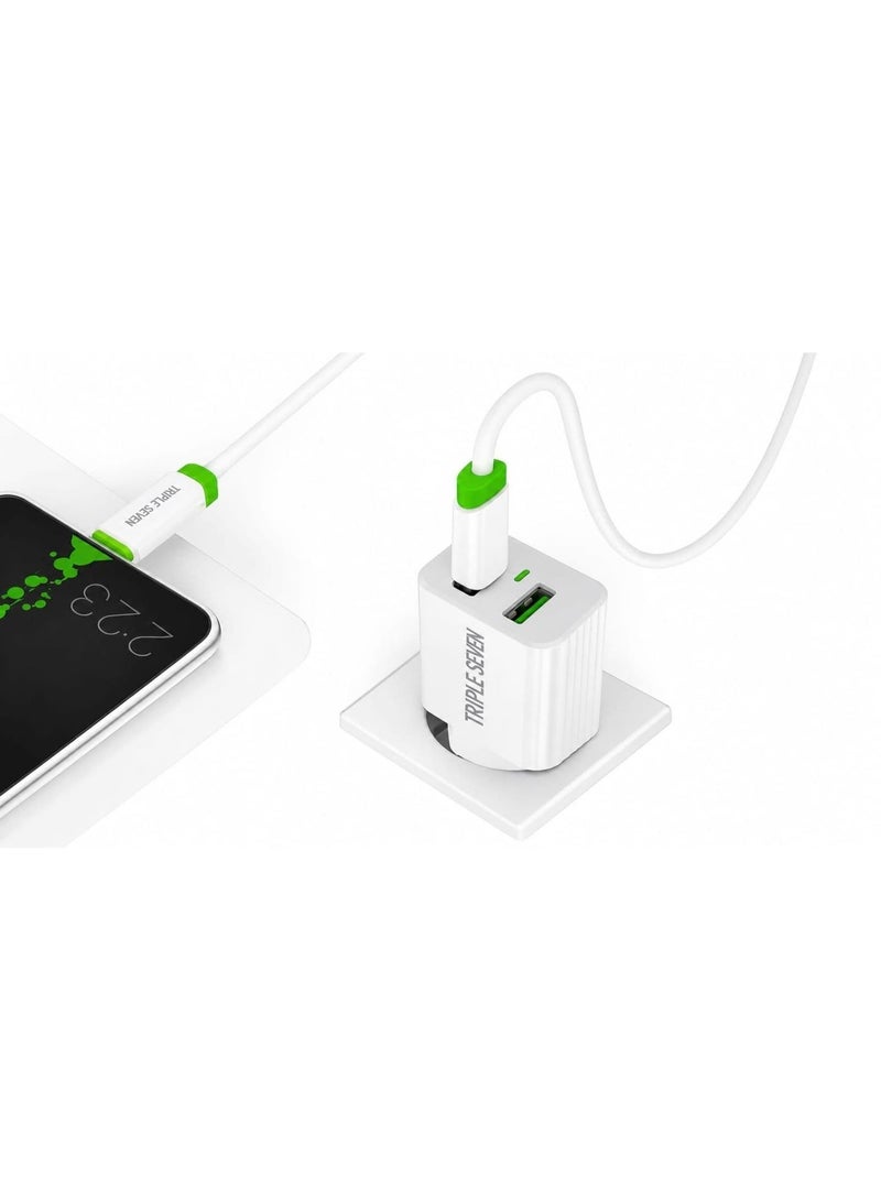 777 T7-220 Fast Charger – Micro-USB Cable Included – Safe & Fast Charging – White - Image 2