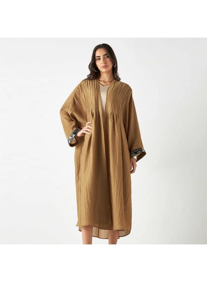 Iconic Iconic Solid Kimono Shrug with Bead Detail and Long Sleeves