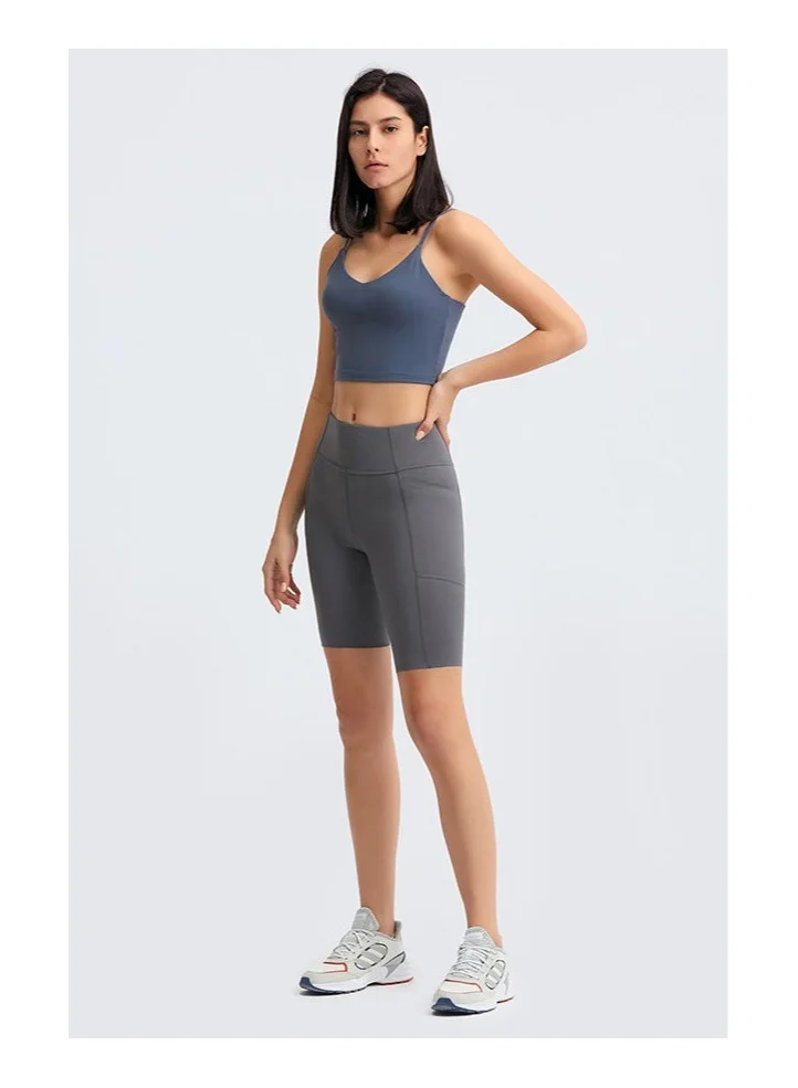 SVL Light Grey Women's Shorts with Pockets - Gray - SVL for Women | Best Price UAE