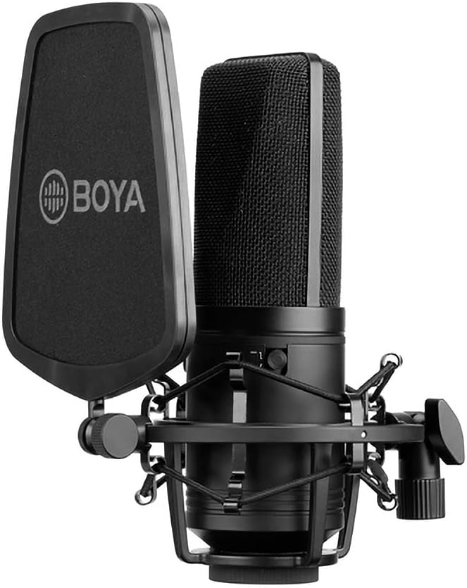 Boya BY-M1000 Large Diaphragm Condenser Microphone with Pop Filter and Shock Mount - Image 1