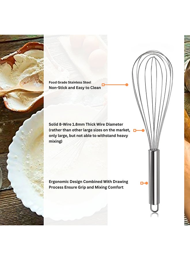Feelings خلاط يدوي من الفولاذ المقاوم للصدأ لخفق البيض والخبز (18 بوصة) - Image 4