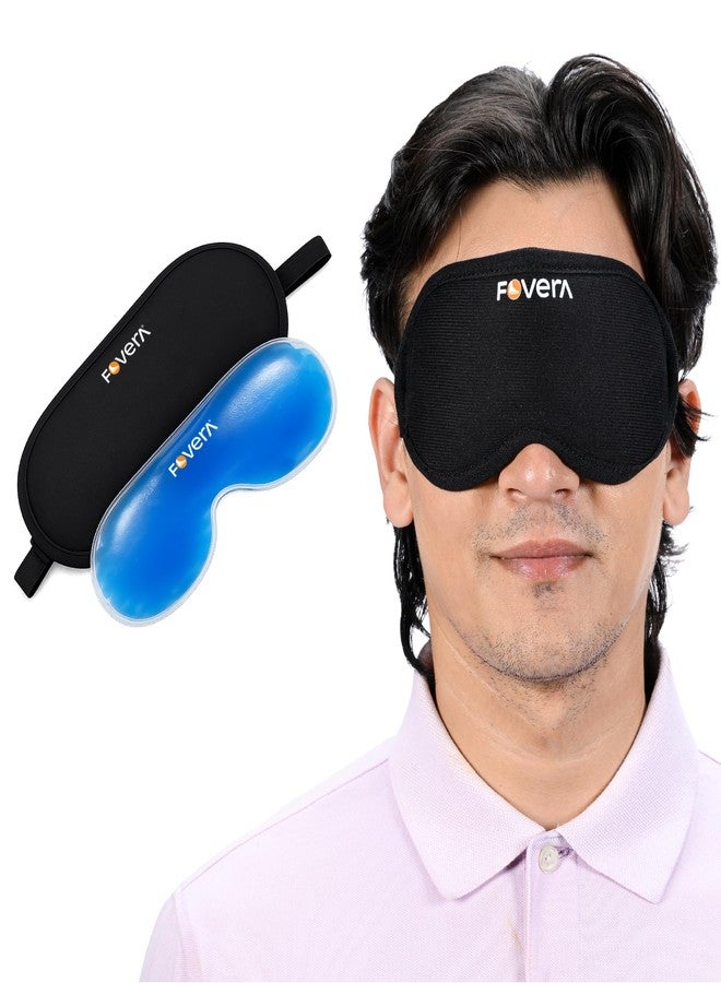 FOVERA Cooling Gel Eye Mask with Soft Cover - Reusable Cold Compress Pack for Dark Circles, Puffy Eyes & Migraine Relief - Long Lasting Ice Eye Shade, Adjustable Strap for Sleep & Travel (Pack of 1) - Image 1