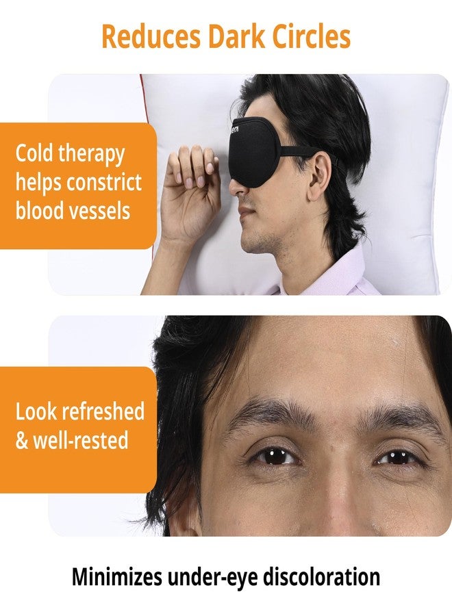 FOVERA Cooling Gel Eye Mask with Soft Cover - Reusable Cold Compress Pack for Dark Circles, Puffy Eyes & Migraine Relief - Long Lasting Ice Eye Shade, Adjustable Strap for Sleep & Travel (Pack of 1) - Image 3