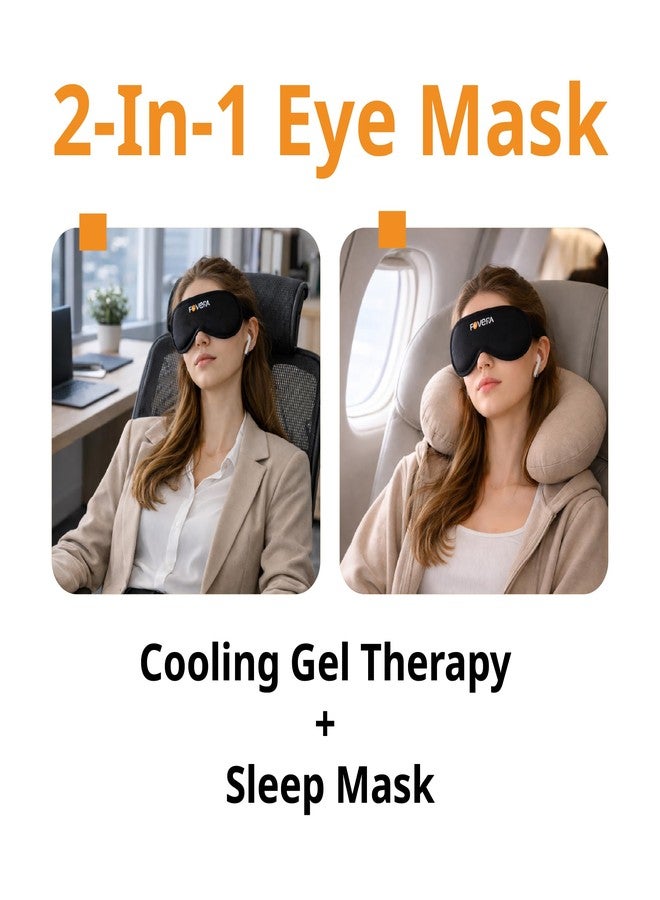 FOVERA Cooling Gel Eye Mask with Soft Cover - Reusable Cold Compress Pack for Dark Circles, Puffy Eyes & Migraine Relief - Long Lasting Ice Eye Shade, Adjustable Strap for Sleep & Travel (Pack of 1) - Image 2