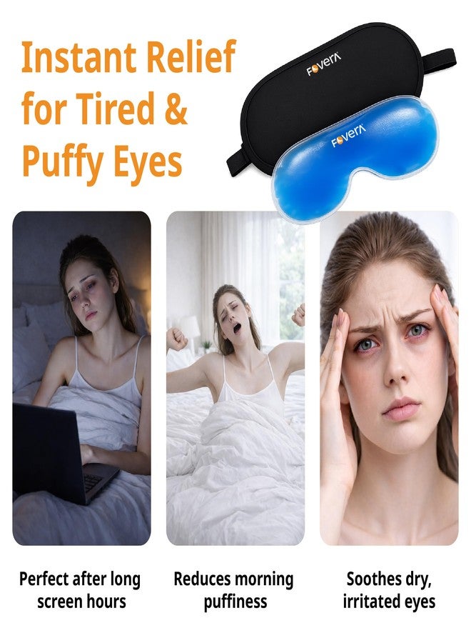 FOVERA Cooling Gel Eye Mask with Soft Cover - Reusable Cold Compress Pack for Dark Circles, Puffy Eyes & Migraine Relief - Long Lasting Ice Eye Shade, Adjustable Strap for Sleep & Travel (Pack of 1) - Image 5