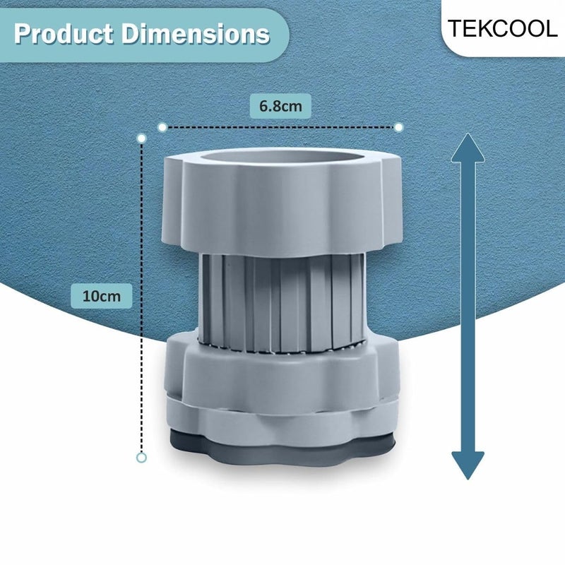 TEKCOOL وسادات اهتزاز الغسالة / قاعدة الحامل للغسالة / حامل الثلاجة مع أقدام قابلة للتعديل / حامل الغسالة / صواني الأرضية - رمادي (مجموعة 4 قطع) - Image 2