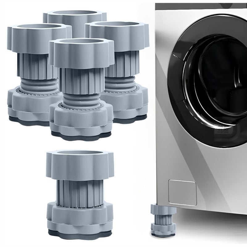 TEKCOOL وسادات اهتزاز الغسالة / قاعدة الحامل للغسالة / حامل الثلاجة مع أقدام قابلة للتعديل / حامل الغسالة / صواني الأرضية - رمادي (مجموعة 4 قطع) - Image 1