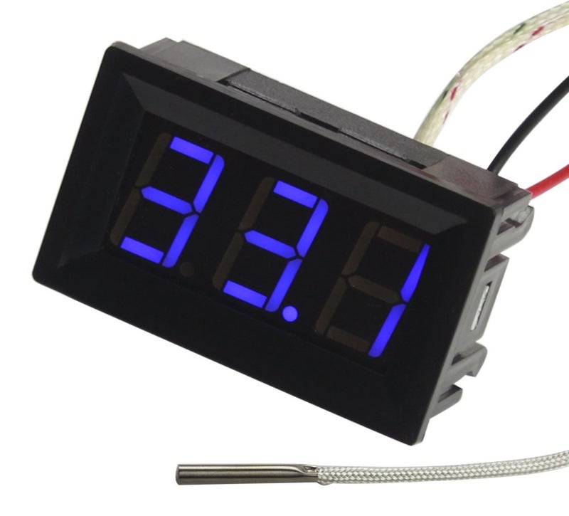 UCTRONICS -30-800 Degree Centigrade Digital Temperature Meter Blue LED Display K-Type Thermocouple Temp Sensor 2-Wires Reverse Polarity Protection with Black Case - Image 1