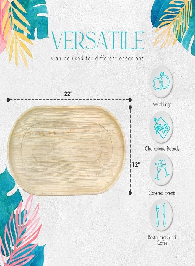 LEAFIQUE 22 x 12 Inch Oval Trays (Pack of 10) - Eco Friendly Bamboo Charcuterie Boards, Better Than Disposable Paper and Plastic Plates | Compostable and Biodegradable Party Platters - Image 3