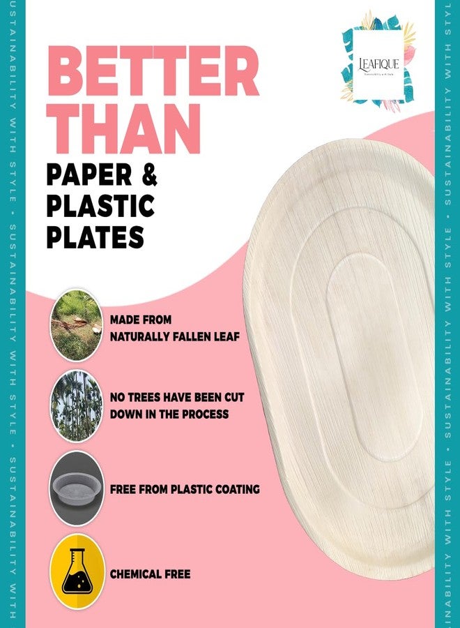 LEAFIQUE 22 x 12 Inch Oval Trays (Pack of 10) - Eco Friendly Bamboo Charcuterie Boards, Better Than Disposable Paper and Plastic Plates | Compostable and Biodegradable Party Platters - Image 4