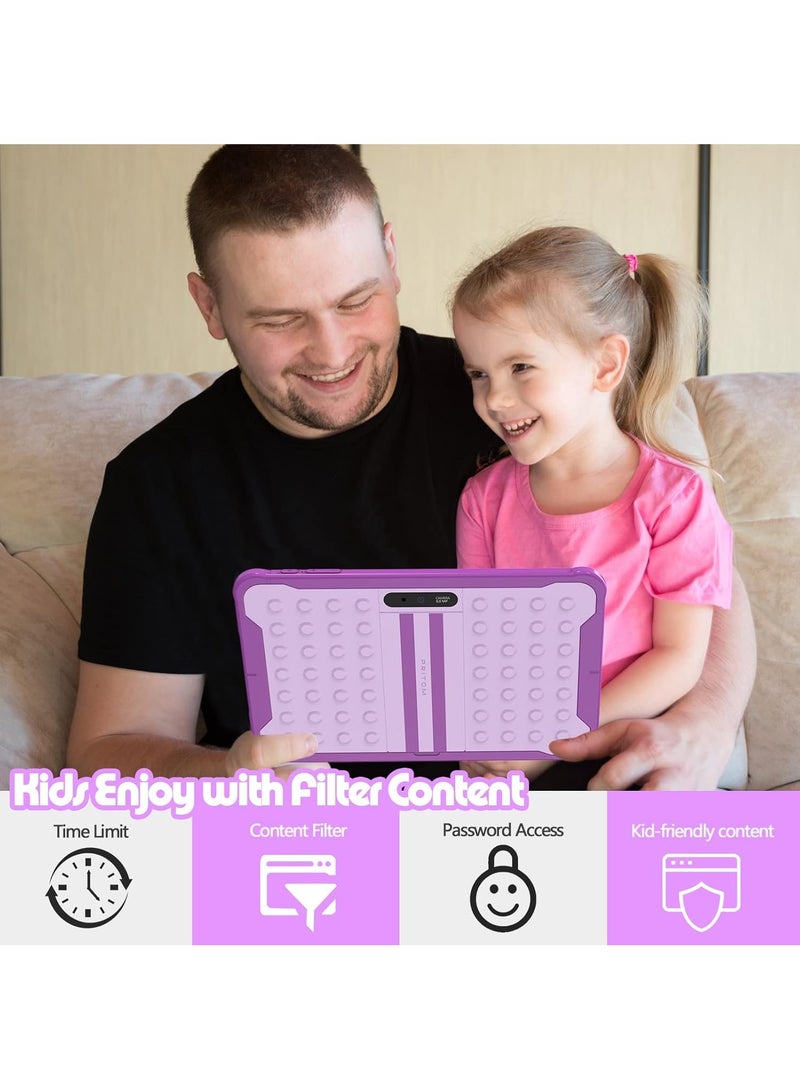 PRITOM Android 13 Tablet for Kids, 10 inch WiFi Kids Tablet, Toddler Tablet with Shockproof Case, Parental Control, 6000mAh, 2GB RAM, 64GB ROM, HD IPS Touch Screen, Dual Camera , Google Play, YouTube(Purple) - Image 4