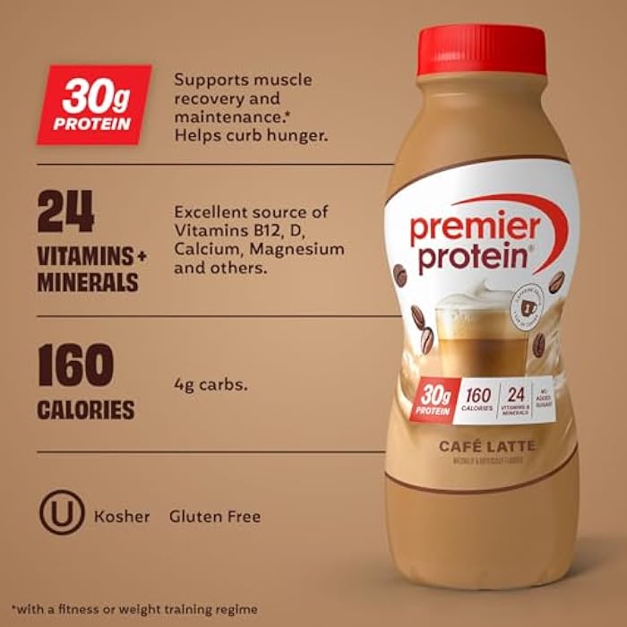 Premier Protein Shake, Café Latte, 30g Protein, No Added Sugar, 24 Vitamins & Minerals to Support Immune Health, 11.5 fl oz, 1 Pack (Packaging May Vary) - Image 3