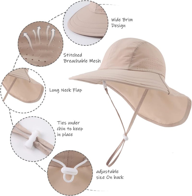 Yuoahcn Baby Dinosaur Sun Hat Toddler Boys Beach Hats Breather Quick Dry Kids Bucket Cap UV Protection Swim Hat for Girl 0-4Y - Image 5