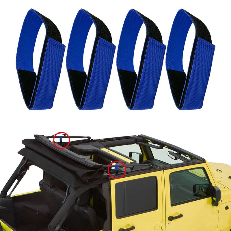 Soft Top Straps for JeepSoft Top Tie Down Straps for JeepHeavy Duty Rear Window Tie Down Straps for Jeep Wrangler JK JKU JL JLU 20072022BluePack of 4
