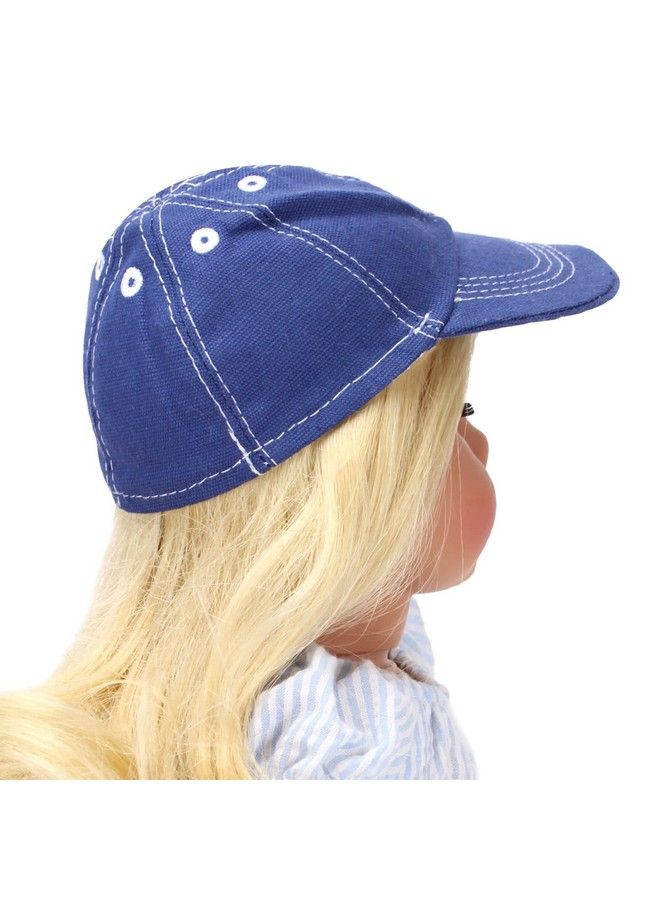 Sophia's Cotton Canvas Baseball Cap With White Stitching And Faux Eyelets For 18 Inch Boy Or Girl Dolls Navy  - Image 4