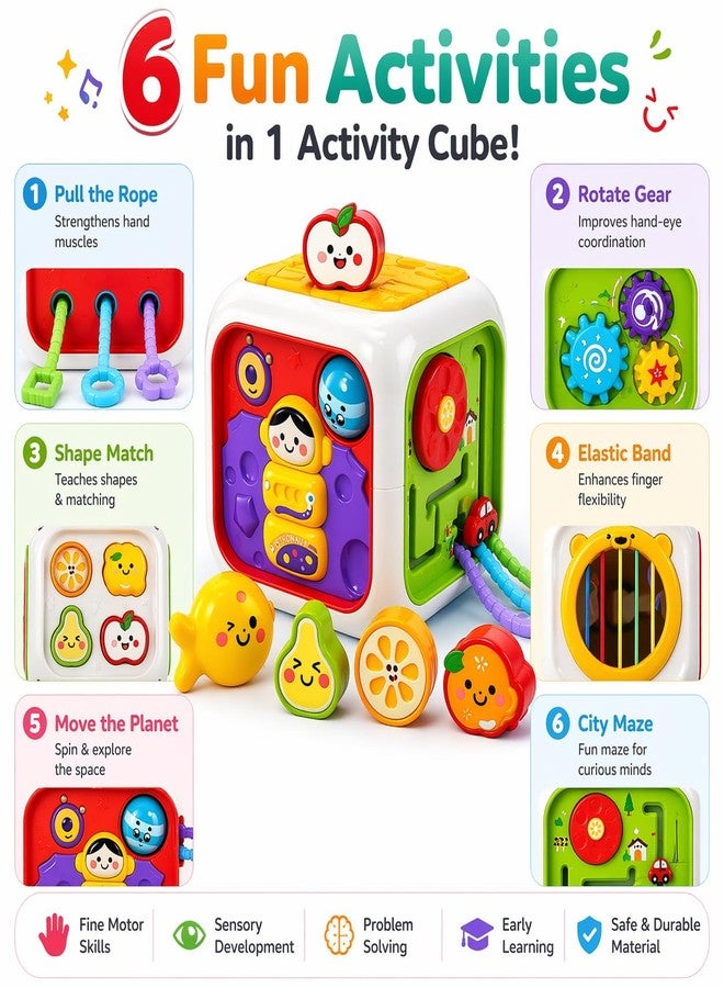 Brand Conquer Montessori Toys 7 in 1 Baby Sensory Toys for Kids Educational Learning Shape Sorter Activity Stacking Baby Interactive Toy Fine Motor Skill (6 in 1 Enlightenment Cube) - Image 3