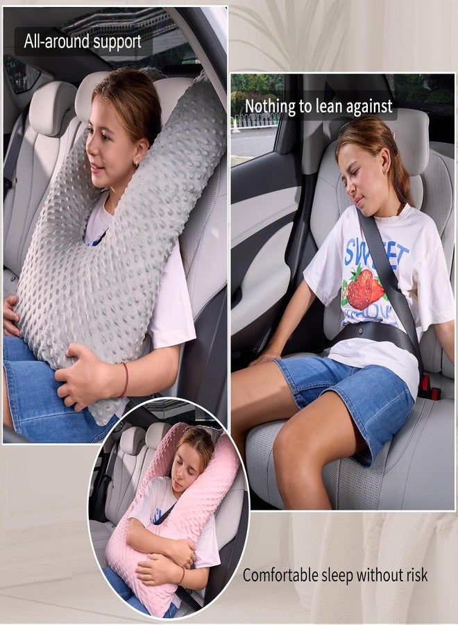 RUSHANPEACE Travel Pillow for Kids Adult, Pillow for Car Sleeping Ultra Large U-Shaped with Removable Soft Cover Support Fix Neck and Body Sitting/Sleeping on The Trip (Grey) - Image 2