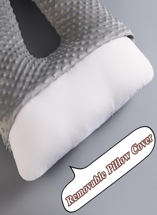 RUSHANPEACE Travel Pillow for Kids Adult, Pillow for Car Sleeping Ultra Large U-Shaped with Removable Soft Cover Support Fix Neck and Body Sitting/Sleeping on The Trip (Grey) - Image 4