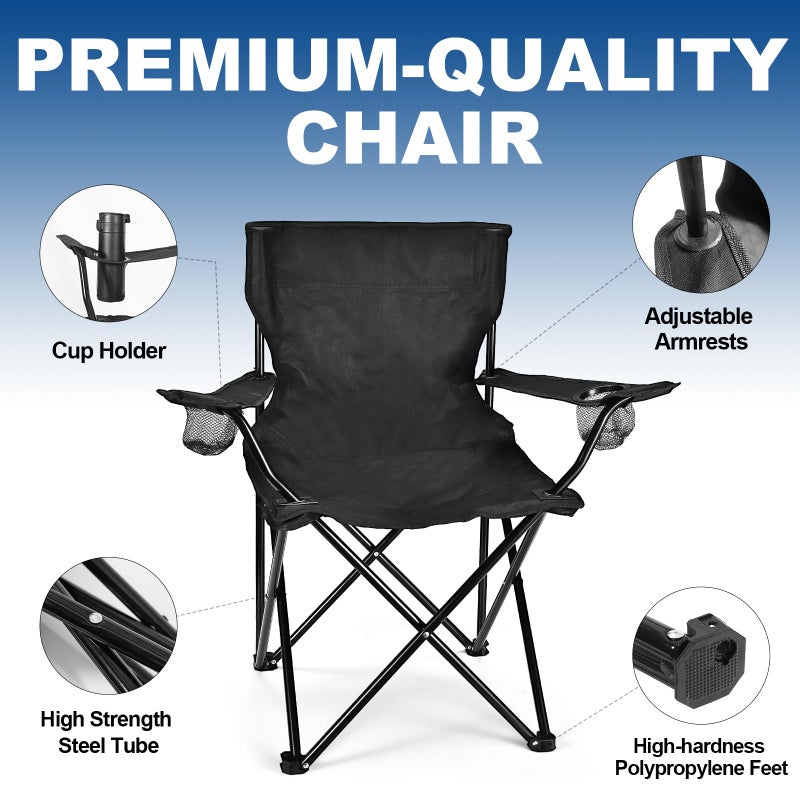 WEIDIORME 2 Pack Lightweight Camping Chairs for Adults & Teens, 250LBS Capacity Foldable Portable Chairs with Carry Bag, Compact Design for Camping, Beach, Picnics, and Outdoor Events - Image 4