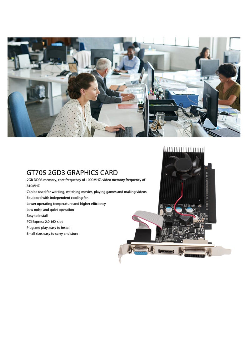 Generic GT705 2GD3 Game Graphics Card 2GB GDDR3 64bit Quiet Cooling Fan PCIe Graphics Card for Desktop Computer  - Image 4