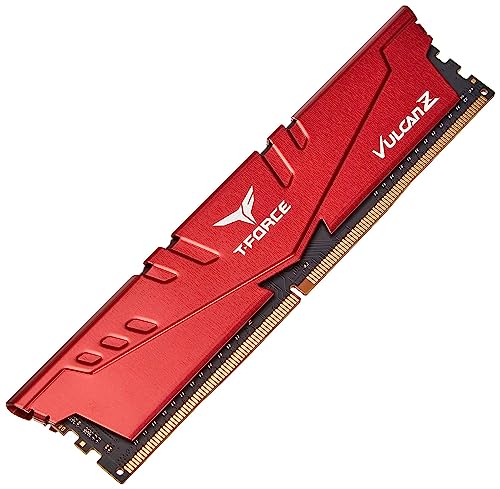 TeamGroup ذاكرة ألعاب سطح المكتب TeamGroup T-Force Vulcan Z سعة 16 جيجابايت بتردد 3200 ميجاهرتز DDR4 (3200MT/s) CL16 باللون الأحمر مع هيكل معدني، تدعم XMP 2.0، متوافقة مع معالجات Intel/AMD، أداء عالي، وحدة RAM ذات زمن وصول منخفض. - Image 4