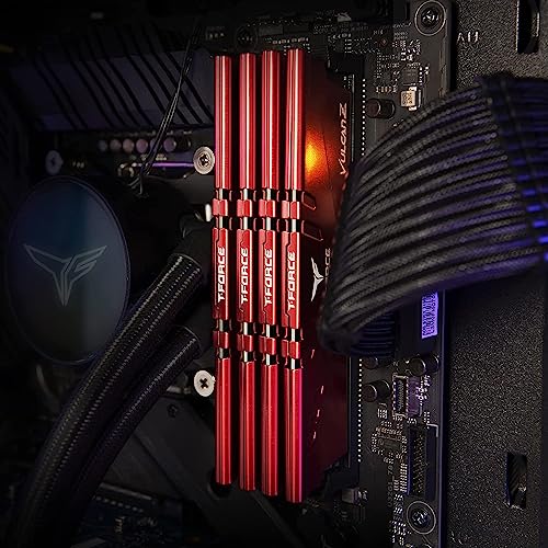 TeamGroup ذاكرة ألعاب سطح المكتب TeamGroup T-Force Vulcan Z سعة 16 جيجابايت بتردد 3200 ميجاهرتز DDR4 (3200MT/s) CL16 باللون الأحمر مع هيكل معدني، تدعم XMP 2.0، متوافقة مع معالجات Intel/AMD، أداء عالي، وحدة RAM ذات زمن وصول منخفض. - Image 2