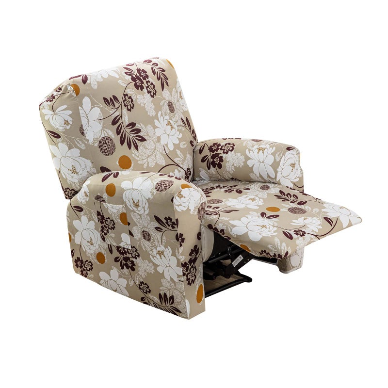 CRFATOP Printed Recliner Cover with Pockets Single Reclining Slipcover 4Pieces Lazy Boy Recliner Sofa Chair Cover with Elastic Bottom for Recliner Furniture Protector for Kid Pet21