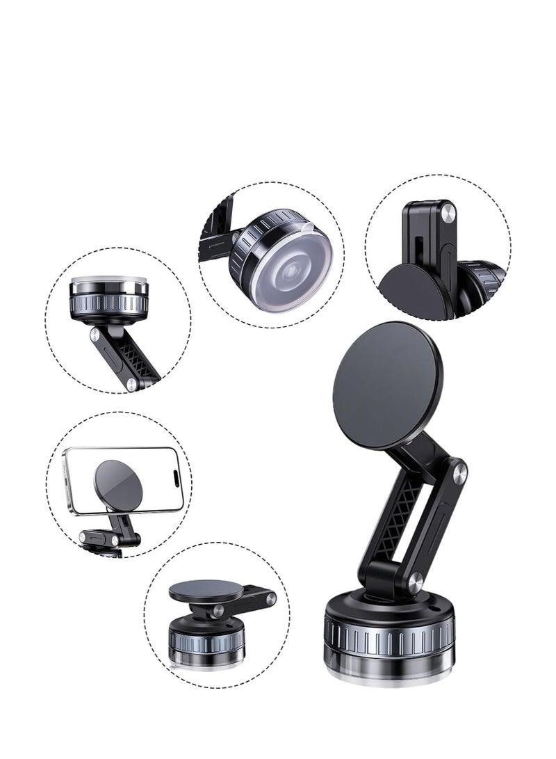 BlueFire Magnetic Car Phone Holder with Vacuum Suction Cup, 360° Rotatable Foldable Car Mount for Dashboard/Mirror/Shower/Smooth Surfaces, Strong Magnetic Phone Stand Compatible with MagSafe iPhone 16/15/14/13/12/11 Pro Max/Pro/Plus, Samsung Galaxy S22/S21/S20/S10/Note/A Series & All Smartphones, Signal-Friendly, Case-Compatible, Durable Suction Grip, Twist-Lock Secure Design, Mini Portable Phone Holder for Navigation & Hands-Free Driving - Image 4