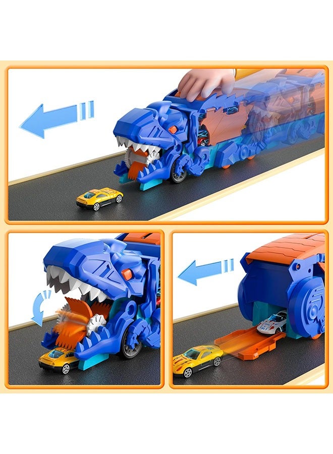 DURKU Transforming Dino Transporter Truck with 12 Die-Cast Cars - Fun Toddler Toy Set for Boys and Girls, Ages 3 and Up - Image 5