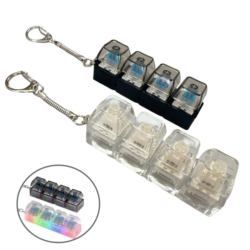 RGB LED Keycap Tester 2-Pack 4-Key Transparent PC Crisp Tactile Feel - Superior Backlight Performance Ultra-Transparent Keycap for Keyboard Enthusiasts - Image 1