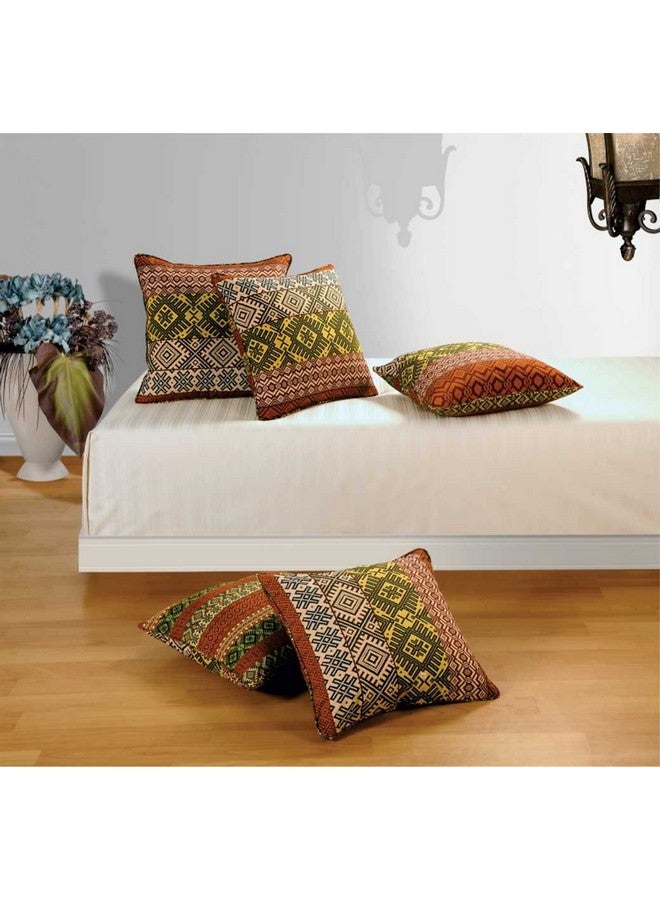 Swayam Drape and Dream Cotton 5 Piece Cushion Cover Set - Rust Multi (16x16 inch) - Image 1
