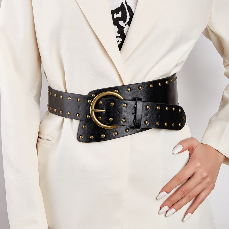 Punk Style Studded Faux Leather Belt with Pin Buckle - Image 2