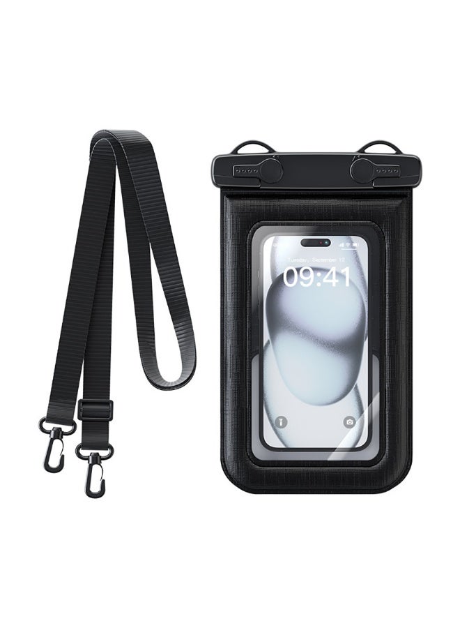Floating Waterproof Phone Case, IPX8 Certified 30M Universal Mobile Phone Dry Bag/Pouch with Adjustable Lanyard, Sensitive Touch-Screen, Fit for Cellphone Up to 7.2", D012-3 (Black)