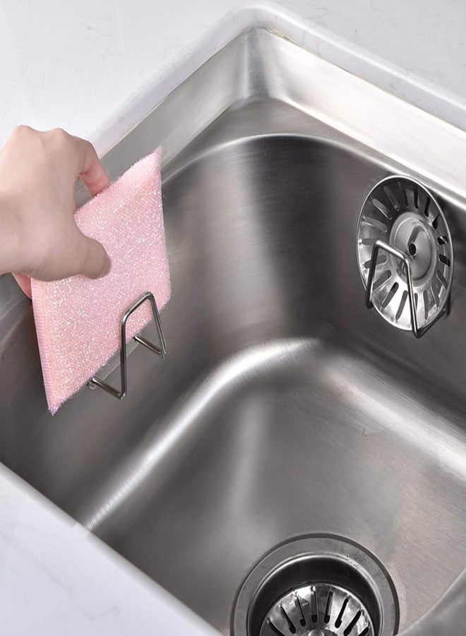 clicksy 1pcs Self Adhesive Stainless Steel sink sponge holder waterproof Kitchen Sink Scrubber Quick Drying Kitchen Accessories Storage Rack Stand for Dishcloth Dishrag Wool Exfoliate Strainer Stopped - Image 2