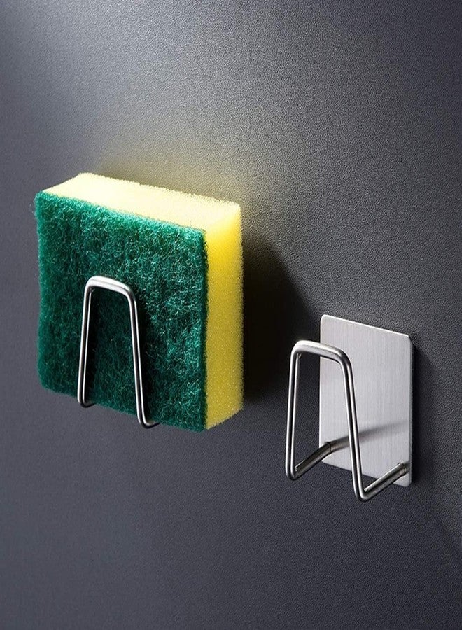 clicksy 1pcs Self Adhesive Stainless Steel sink sponge holder waterproof Kitchen Sink Scrubber Quick Drying Kitchen Accessories Storage Rack Stand for Dishcloth Dishrag Wool Exfoliate Strainer Stopped - Image 4