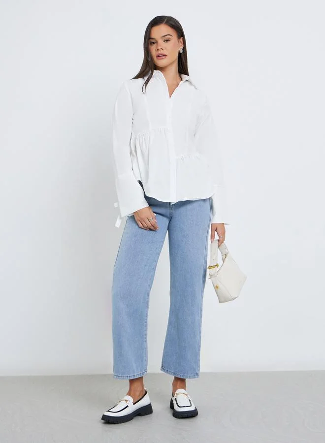 Styli Styli Women White Asymmetric Style Peplum Shirt