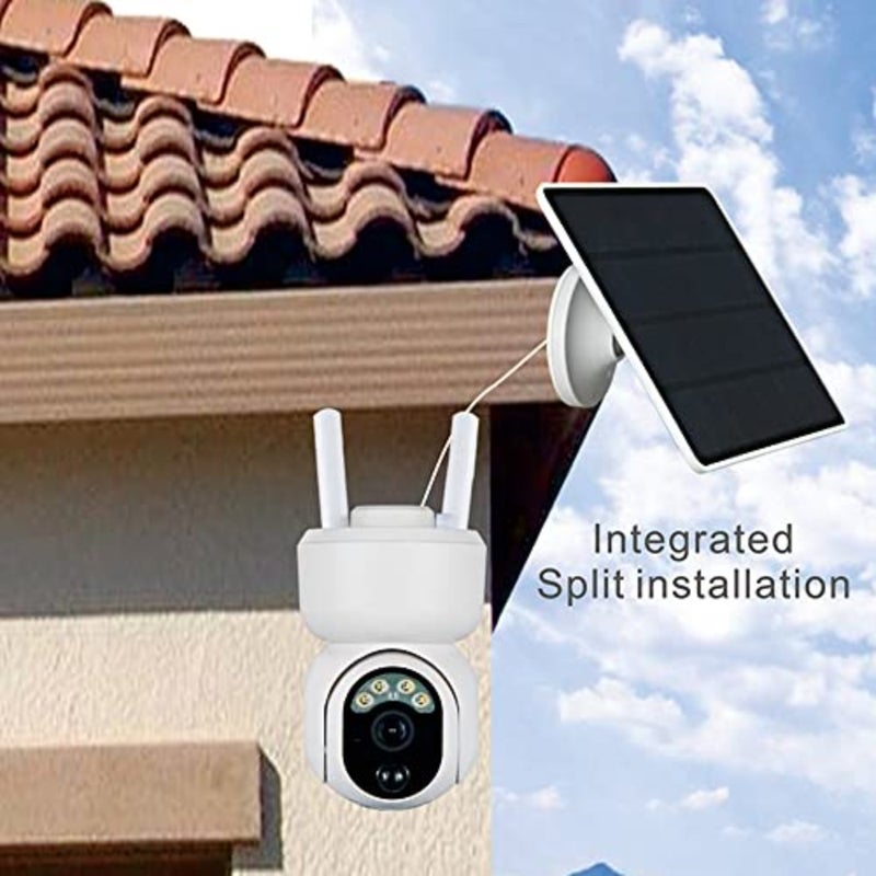 Outdoor security surveillance camera with solar panel power supply, ABS plastic body, black color, low-power 4G LTE connectivity and 1080P resolution - Image 5