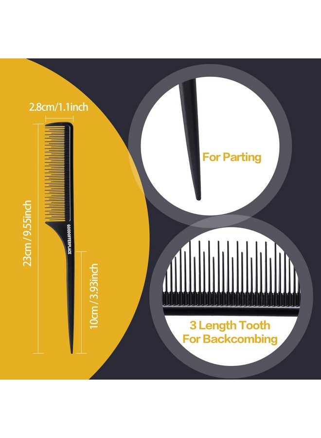 Goodofferplace 3Pcs Hair Rat Tail Combs Parting Rattail Combs Teasing Fine Tooth Comb Metal Hair Pick Detangling Combs Set For Women,Girls(Black) - Image 2