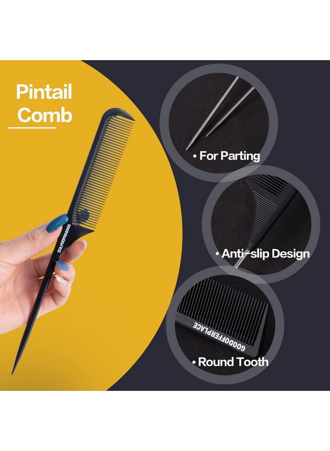 Goodofferplace 3Pcs Hair Rat Tail Combs Parting Rattail Combs Teasing Fine Tooth Comb Metal Hair Pick Detangling Combs Set For Women,Girls(Black) - Image 3