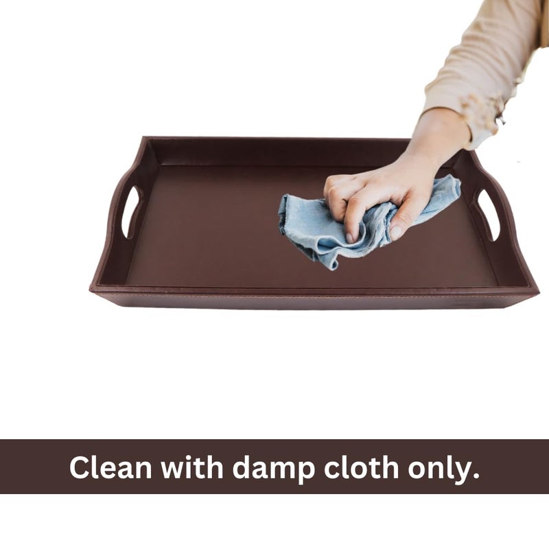 CIPLA PLAST Italia Leatherite Tray | Food Tray for Home | Tray for Serving Cakes, Pastries, Breakfast, Coffee Table, Party | Leatherite Trays for Breakfast | Size 43Lx28W x6H cm | Brown (Brown) - Image 4
