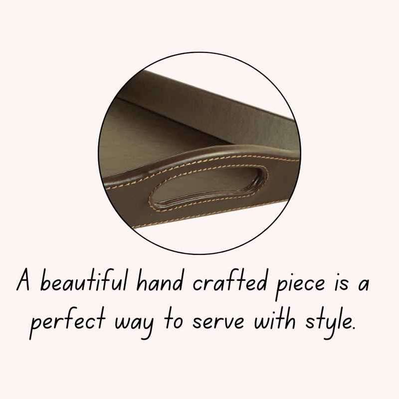 CIPLA PLAST Italia Leatherite Tray | Food Tray for Home | Tray for Serving Cakes, Pastries, Breakfast, Coffee Table, Party | Leatherite Trays for Breakfast | Size 43Lx28W x6H cm | Brown (Brown) - Image 3