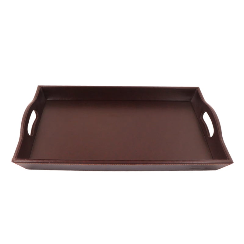 CIPLA PLAST Italia Leatherite Tray | Food Tray for Home | Tray for Serving Cakes, Pastries, Breakfast, Coffee Table, Party | Leatherite Trays for Breakfast | Size 43Lx28W x6H cm | Brown (Brown) - Image 1