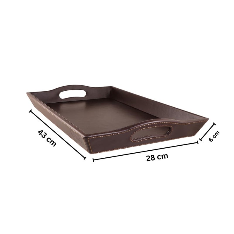 CIPLA PLAST Italia Leatherite Tray | Food Tray for Home | Tray for Serving Cakes, Pastries, Breakfast, Coffee Table, Party | Leatherite Trays for Breakfast | Size 43Lx28W x6H cm | Brown (Brown) - Image 2