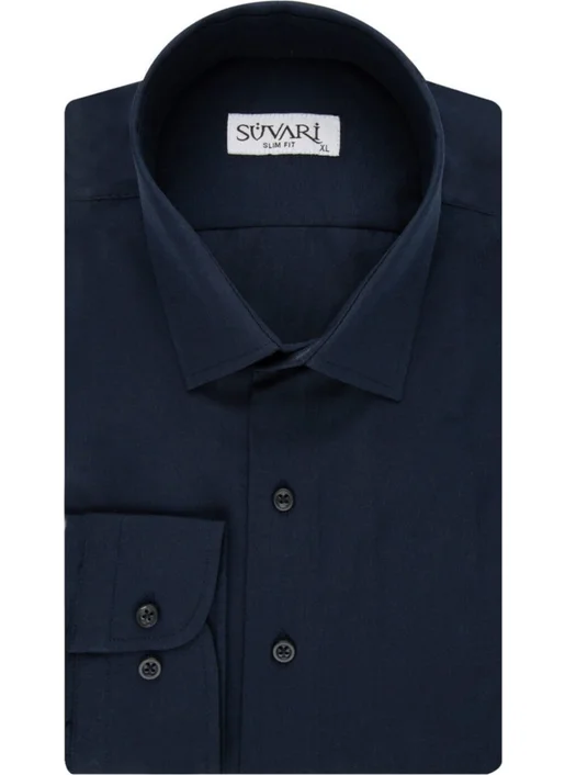 Süvari Slim Fit Light Blue Men's Plain Shirt