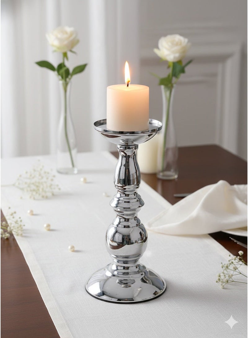 Luxury Metal Candle Holder/Candlestick Holders, Silver/Suitable for Candlelight Dinner Decoration, Wedding Decoration/A Beautiful Gift for Friends and Family - Image 1