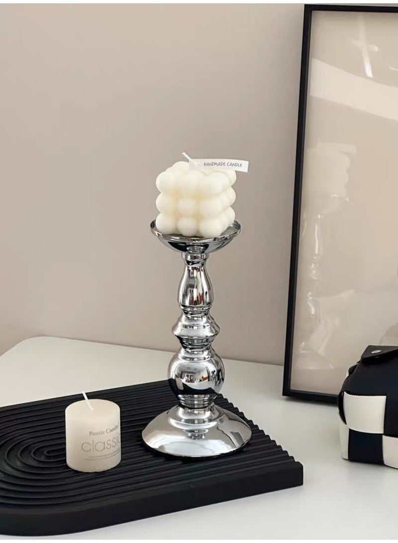 Luxury Metal Candle Holder/Candlestick Holders, Silver/Suitable for Candlelight Dinner Decoration, Wedding Decoration/A Beautiful Gift for Friends and Family - Image 5