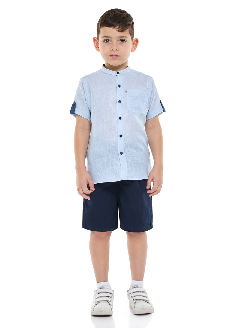 فكتور اند جين طقم فيكتور وجين قميص وشورت بأكمام قصيرة وياقة ماندرين وخطوط - Image 4