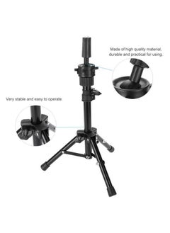 Semme Mannequin Head Holder Tripod Stand Adjustable Professional Plastic Wig Display Wig Hair Hat Stand Hair Holder For Dummy Head(Black)  - Image 3