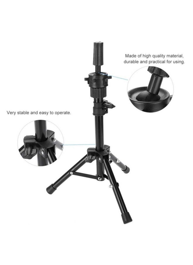 Semme Mannequin Head Holder Tripod Stand Adjustable Professional Plastic Wig Display Wig Hair Hat Stand Hair Holder For Dummy Head(Black)  - Image 3